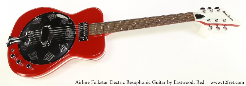 Airline Folkstar Electric Resophonic Guitar by Eastwood, Red, Full Front View