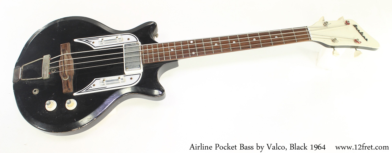 Airline Pocket Bass by Valco, Black 1964 Full Front View
