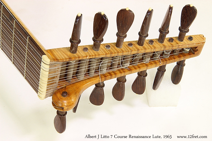 Albert J Litto 7 Course Renaissance Lute, 1965 Head Bass Side View
