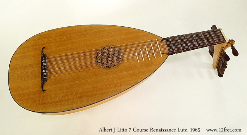 Albert J Litto 7 Course Renaissance Lute, 1965 Full Front View