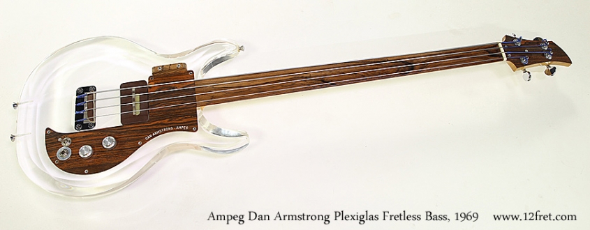 Ampeg Dan Armstrong Plexiglas Fretless Bass 1969 12fretcp 