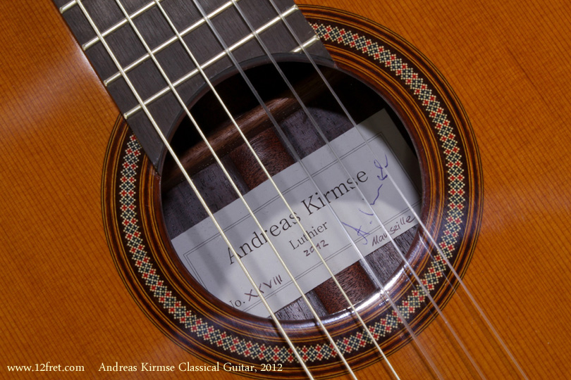 Andreas Kirmse Classical Double Top Guitar 2012 label