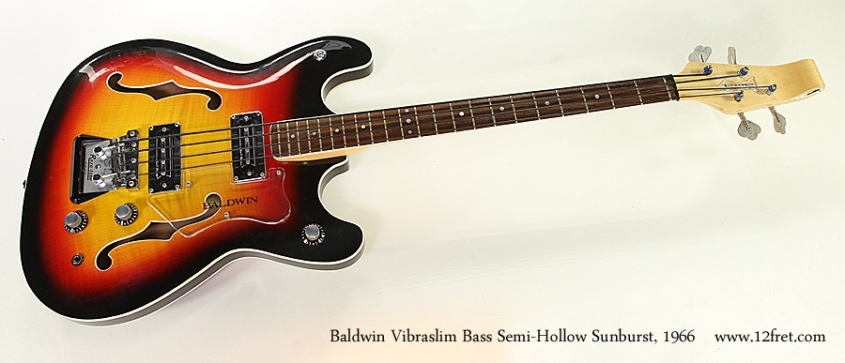 Baldwin Vibraslim Bass Semi-Hollow Sunburst, 1966 Full Front View