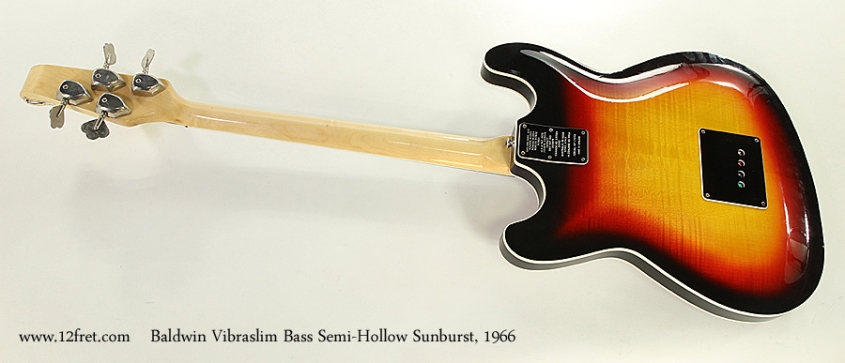 Baldwin Vibraslim Bass Semi-Hollow Sunburst, 1966 Full Rear View