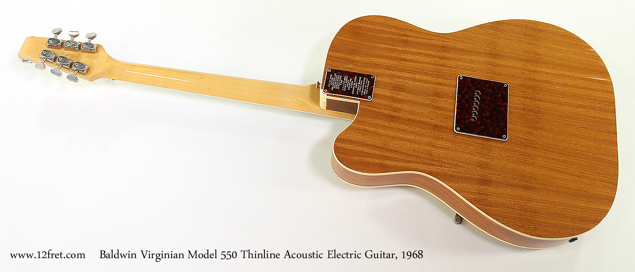 Baldwin Virginian Model 550 Thinline Acoustic Electric Guitar, 1968 Full Rear View