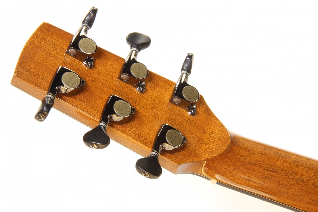 G W Barry Mod C Ziricote Cutaway Steel String Guitar, 2018   Head Rear View