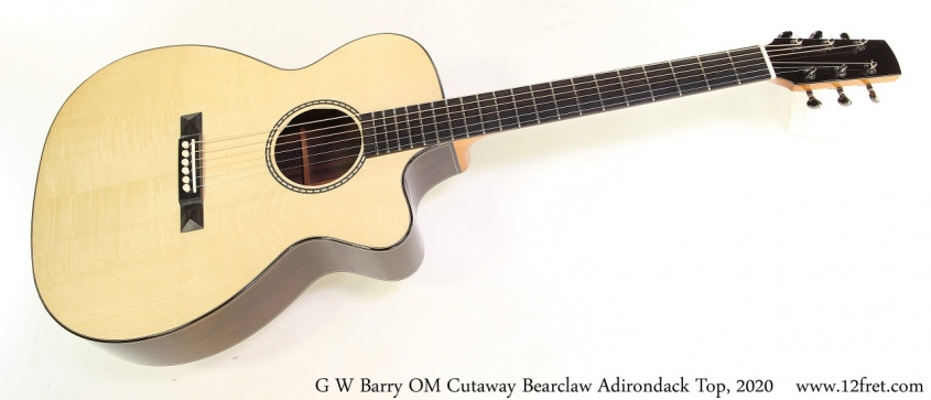 G W Barry OM Cutaway Bearclaw Adirondack Top, 2020 Full Front View