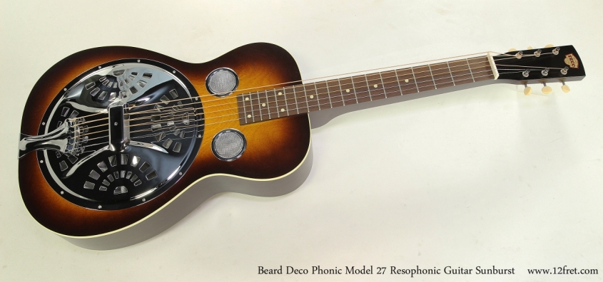 Beard Deco Phonic Model 27 Resophonic Guitar Sunburst Full Front View