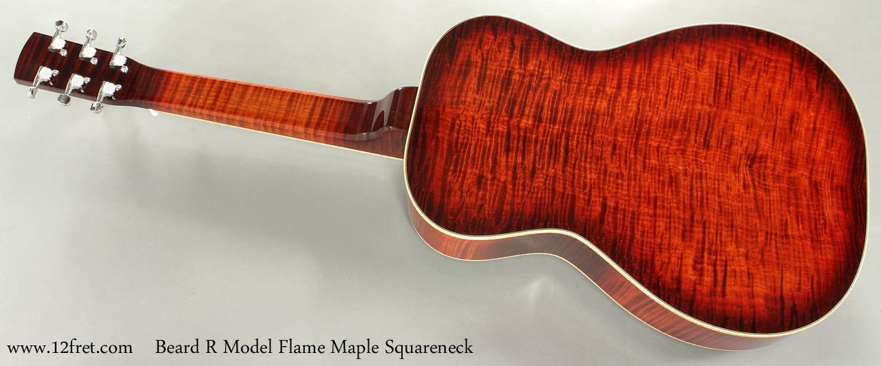 Beard R Model Flame Maple Squareneck Resophonic Guitar full rear view