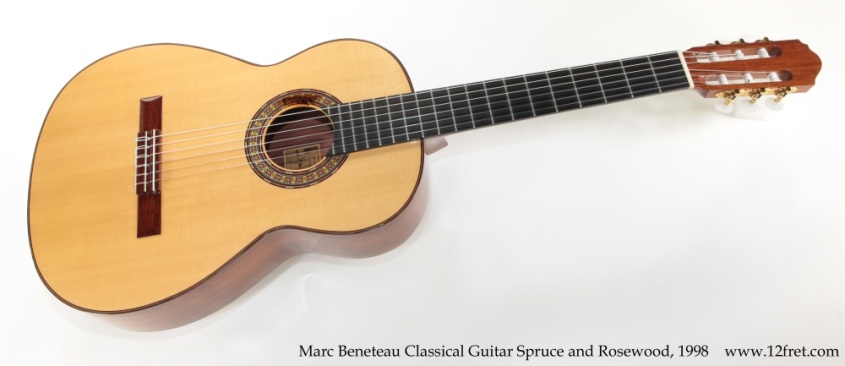 Marc Beneteau Classical Guitar Spruce and Rosewood, 1998 Full Front View