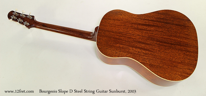 Bourgeois Slope D Steel String Guitar Sunburst, 2003 Full Rear View