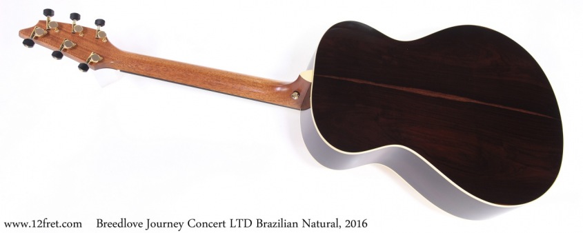 Breedlove Journey Concert LTD Brazilian Natural, 2016 Full Rear View