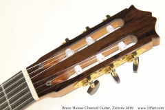 Bruce Haines Classical Guitar, Ziricote 2019 Head Front View