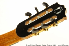 Bruce Haines Classical Guitar, Ziricote 2019 Head Rear View