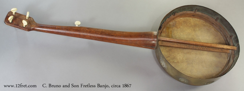 C. Bruno and Son Fretless Banjo, 1867 Full Rear View