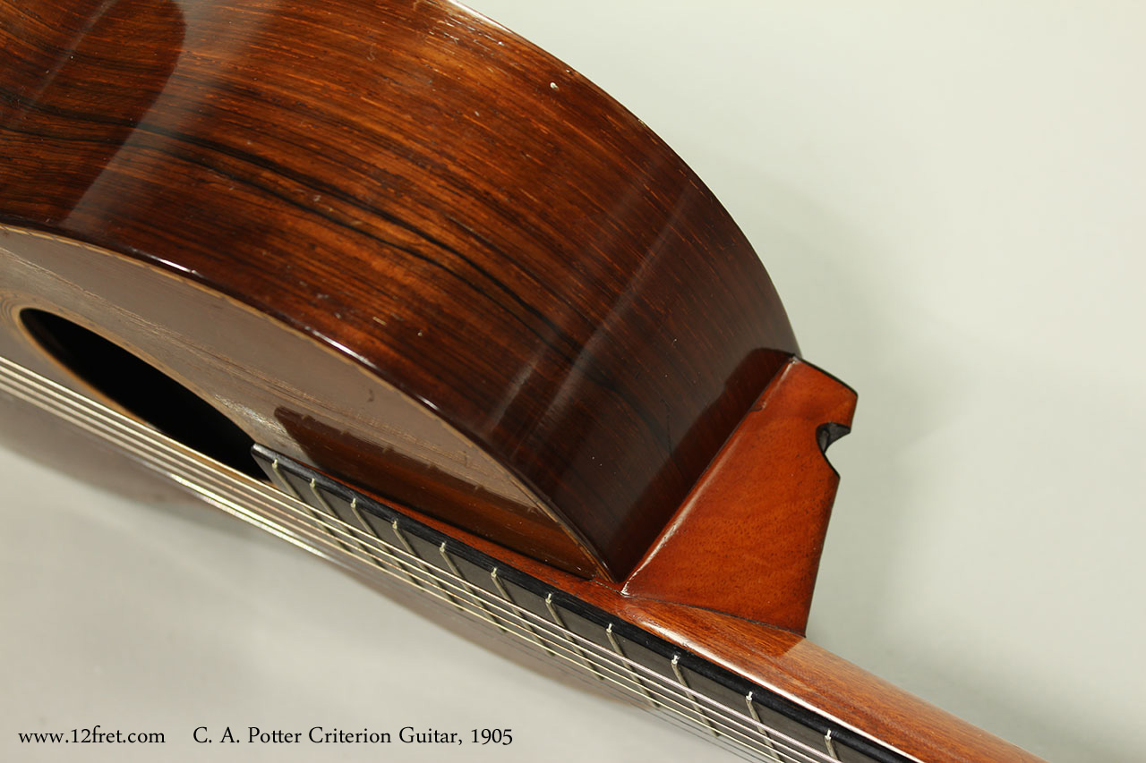 C. A. Potter Criterion Guitar, c1905 Heel and Fingerboard View
