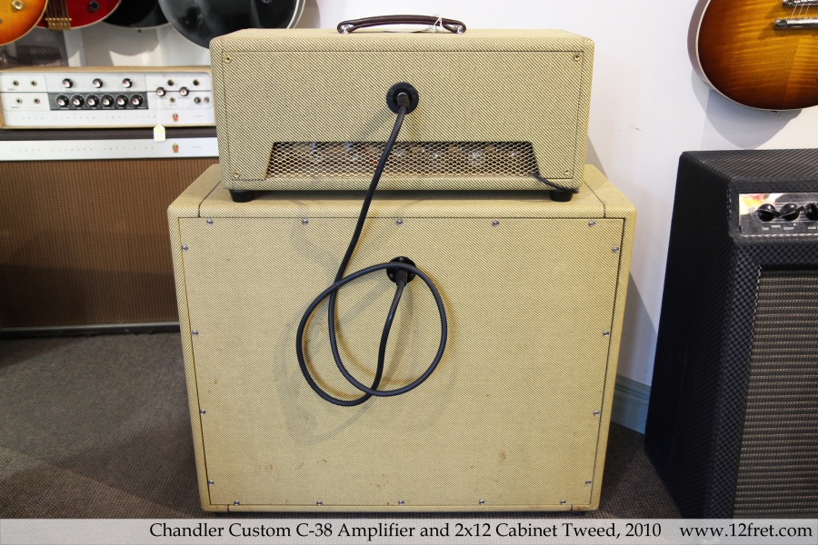 Chandler Custom C-38 Amplifier and 2x12 Cabinet Tweed, 2010 Full Rear View