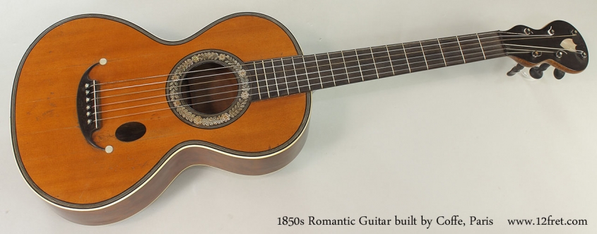 Romantic Guitar built by Coffe, Paris , 1850s Full Front View
