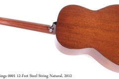 Collings 0001 12-Fret Steel String Natural, 2012 Full Rear View