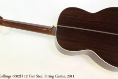 Collings 0002H 12 Fret Steel String Guitar, 2011 Full Rear View