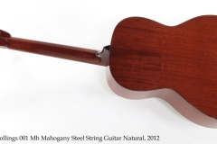 Collings 001 Mh Mahogany Steel String Guitar Natural, 2012 Full Rear View