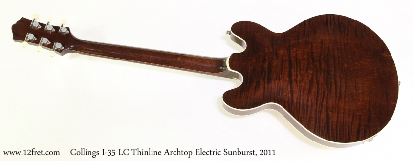 Collings I-35 LC Thinline Archtop Electric Sunburst, 2011   Full Rear View