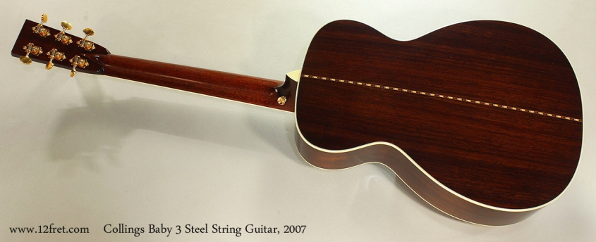 Collings Baby 3 Steel String Guitar, 2007 Full Rear View