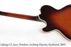 Collings CL Jazz Thinline Archtop Electric Sunburst, 2004 Full Rear View