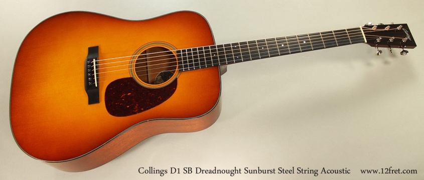 Collings D1 SB Dreadnought Sunburst Steel String Acoustic Full Front View