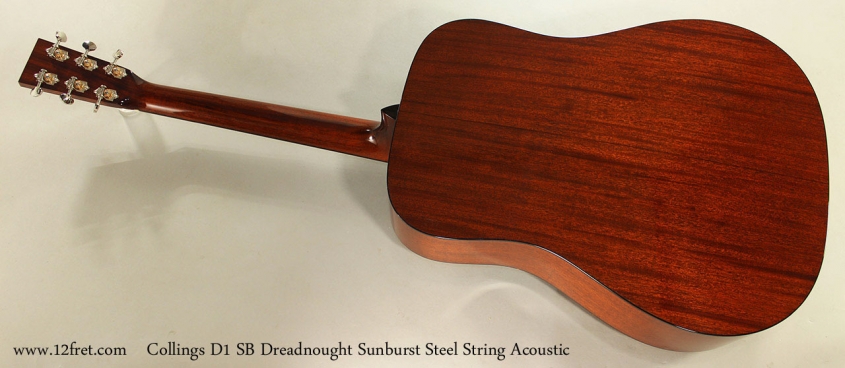 Collings D1 SB Dreadnought Sunburst Steel String Acoustic Full Rear View