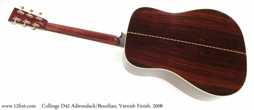 Collings D42 Adirondack/Brazilian, Varnish Finish, 2008 Full Rear View