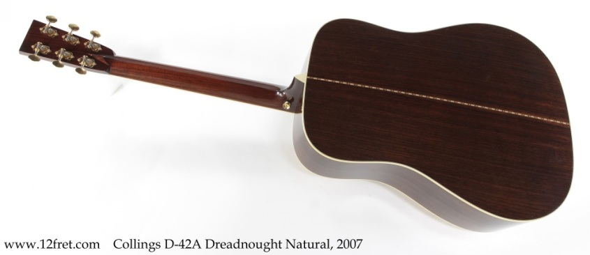 Collings D-42A Dreadnought Natural, 2007 Full Rear View