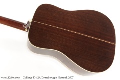 Collings D-42A Dreadnought Natural, 2007 Back View