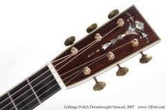 Collings D-42A Dreadnought Natural, 2007 Head Front View