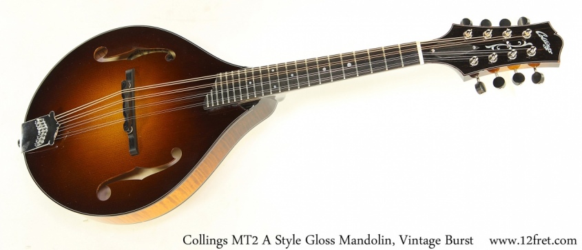 Collings MT2 A Style Gloss Mandolin, Vintage Burst Full Front View