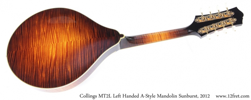 Collings MT2L Left Handed A-Style Mandolin Sunburst, 2012 Full Rear View