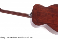 Collings OM1 Orchestra Model Natural, 2002 Full Rear View