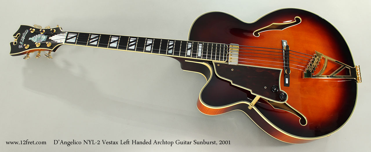 D'Angelico NYL-2 Vestax Left Handed Archtop Guitar Sunburst, 2001 Full Front View