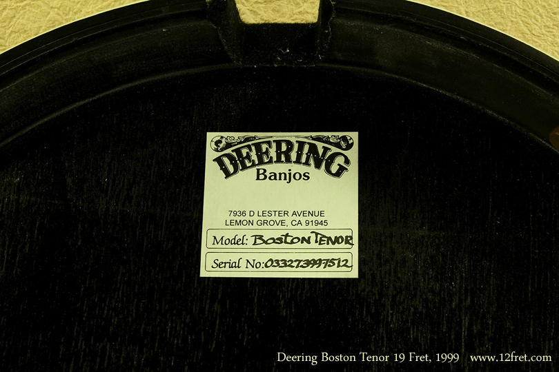 Deering Boston 19-Fret Tenor, 1999 label