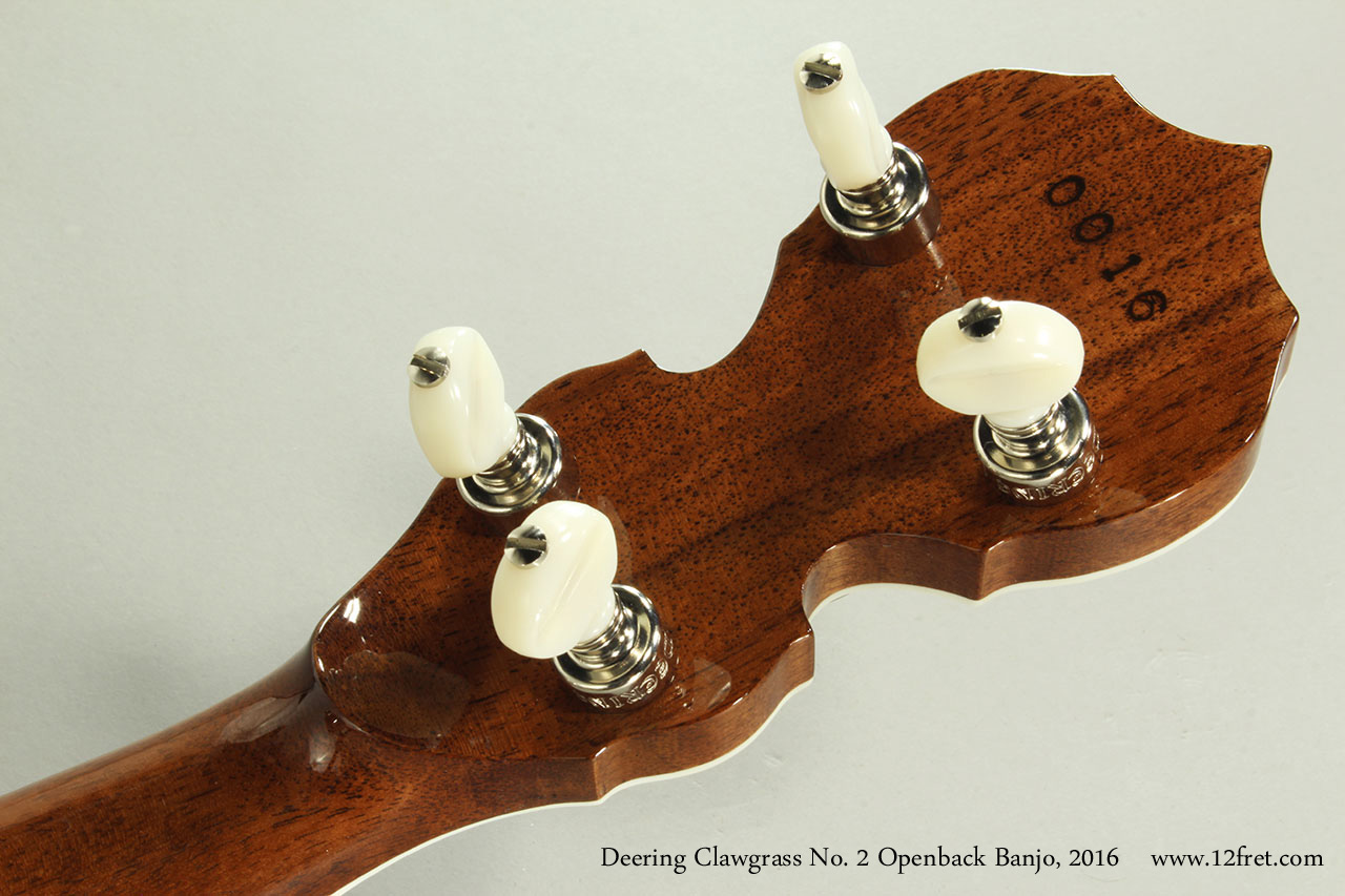 Deering Clawgrass No. 2 Openback Banjo, 2016 Head Rear View