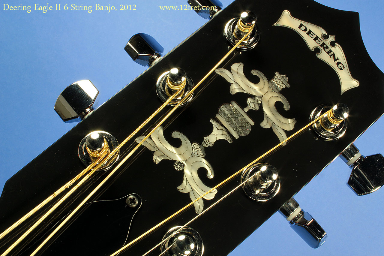Deering Eagle II Six String Banjo Headstock Inlay View