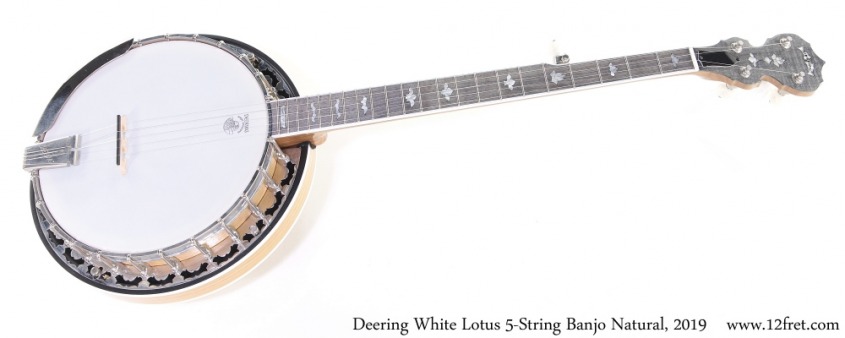 Deering White Lotus 5-String Banjo Natural, 2019 Full Front View