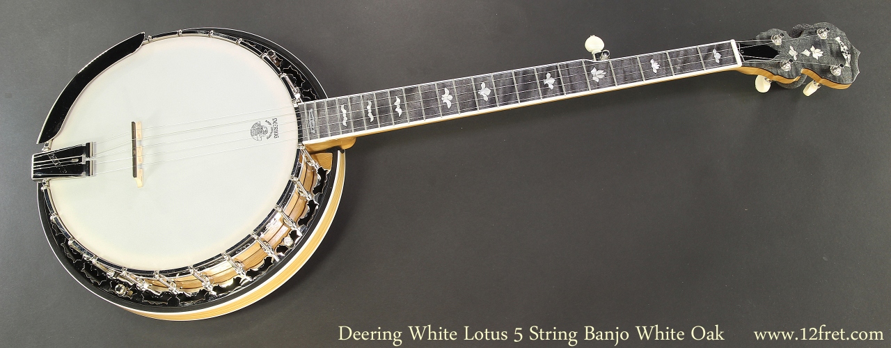Deering White Lotus 5 String Banjo White Oak Full Front View