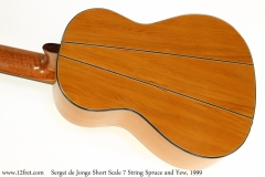 Sergei de Jonge Short Scale 7 String Spruce and Yew, 1999 Back View