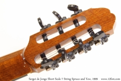 Sergei de Jonge Short Scale 7 String Spruce and Yew, 1999 Head Rear View