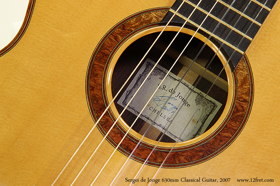 Sergei de Jonge 630mm Classical Guitar, 2007 Label and Rosette View