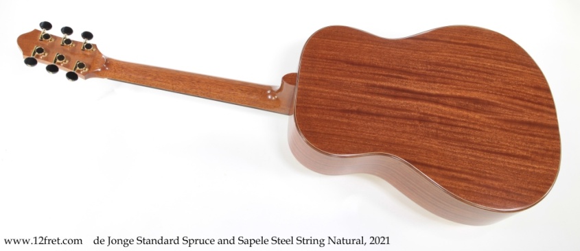 de Jonge Standard Spruce and Sapele Steel String Natural, 2021 Full Rear View