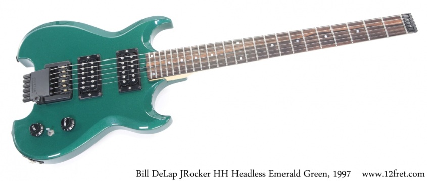 Bill DeLap JRocker HH Headless Emerald Green, 1997 Full Front View