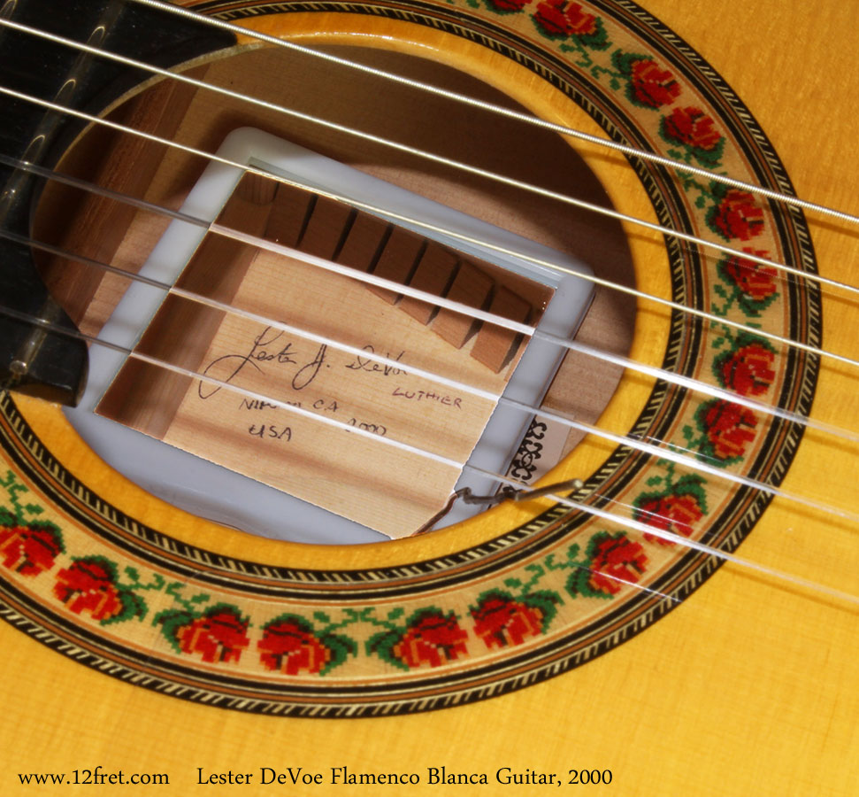 2000 Lester DeVoe Flamenco Blanca Guitar www.12fret
