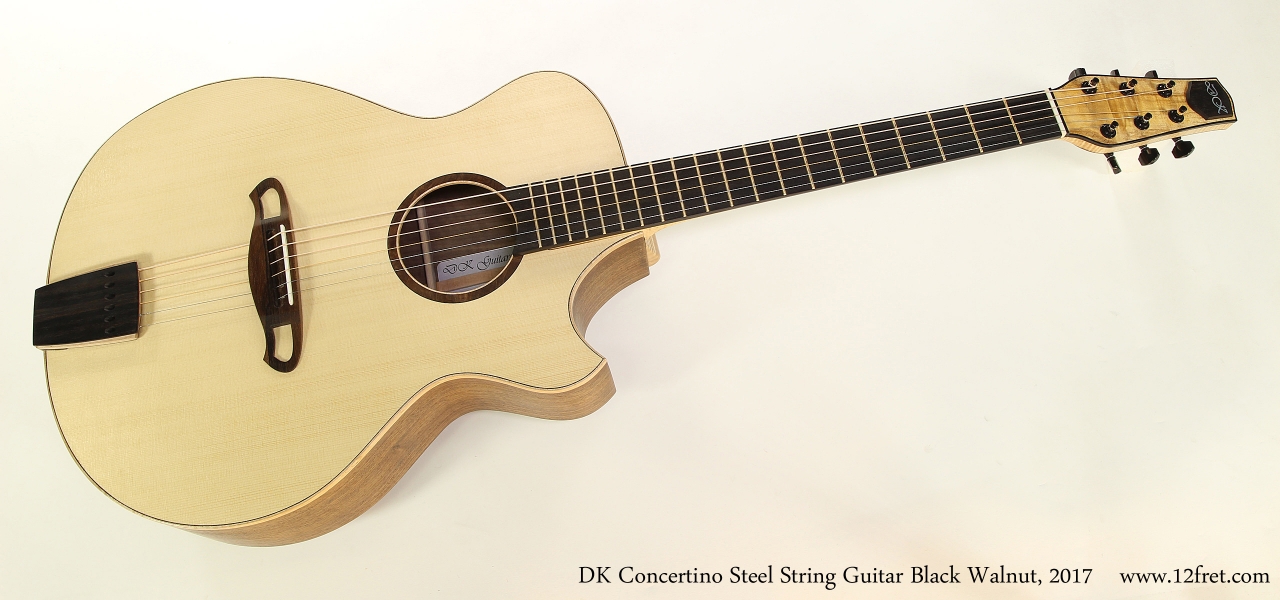 DK Concertino Steel String Guitar Black Walnut, 2017  Full Front View